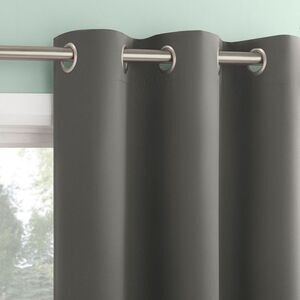 Sun Zero - 2pc 37"x96" Sun Zero Tedrow 100% Blackout Grommet  Gray
